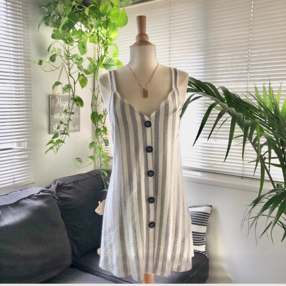 Zara Dress Cream Stripes Size M - Picture 1 of 7